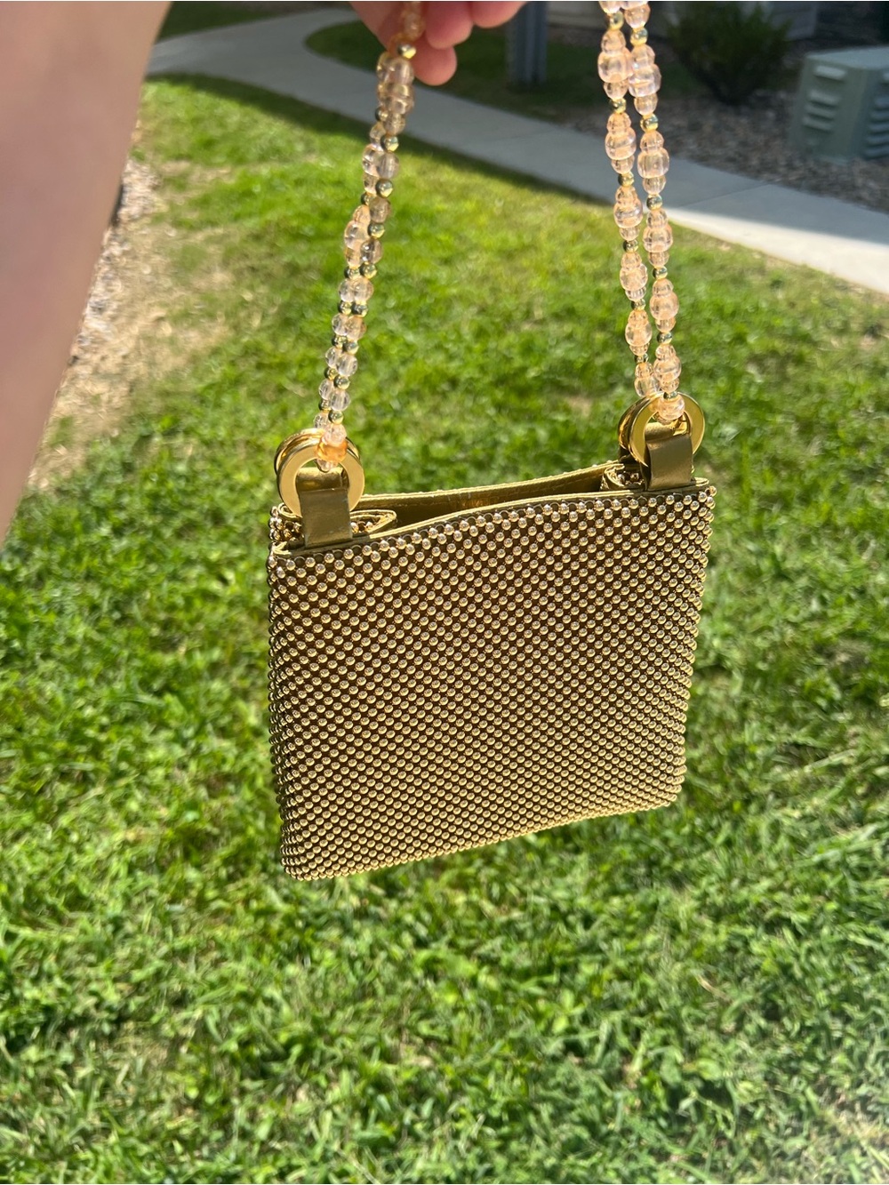 Vintage Gold Beaded Mini Purse
